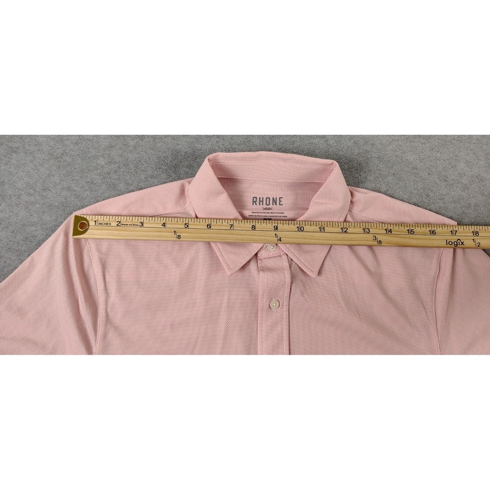 Rhone Commuter Shirt Men M Pink Morse Slim Fit Tech Button Up Work Preppy - Picture 10 of 13